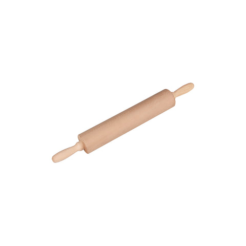 Side-by-side comparison of an aluminum and wooden rolling pin on a kitchen bench