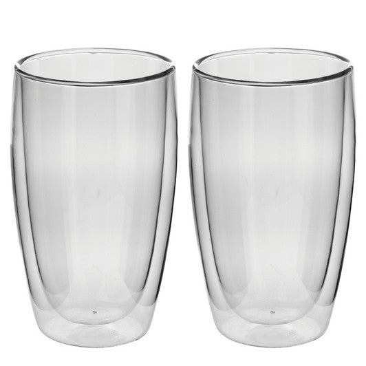 Double wall glass showing insulated design that keeps beverages hot or cold longer
