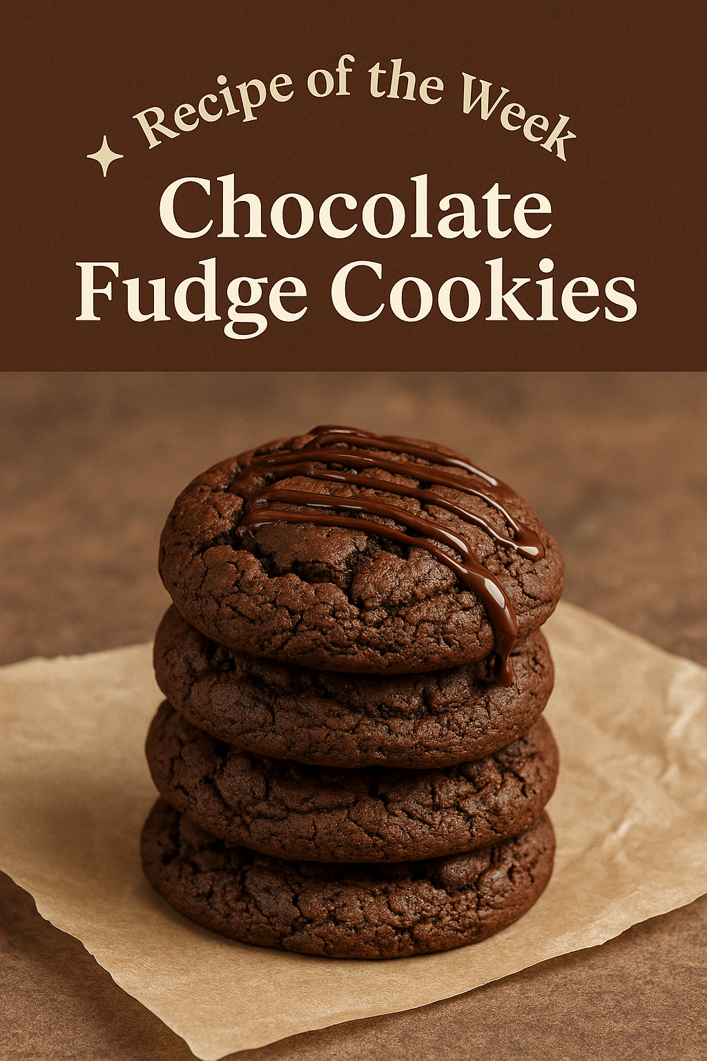 Chocolate fudge cookies fresh from a Turbofan convection oven on a baking tray