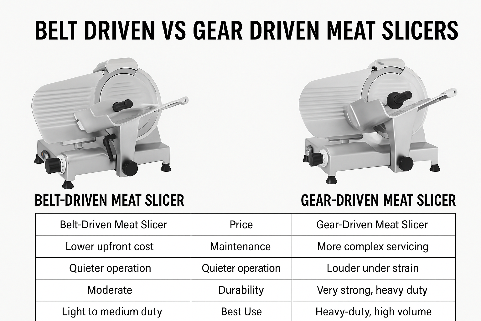 Belt Driven vs Gear Driven Meat Slicers – Which is Best for Your Butchery or Deli?