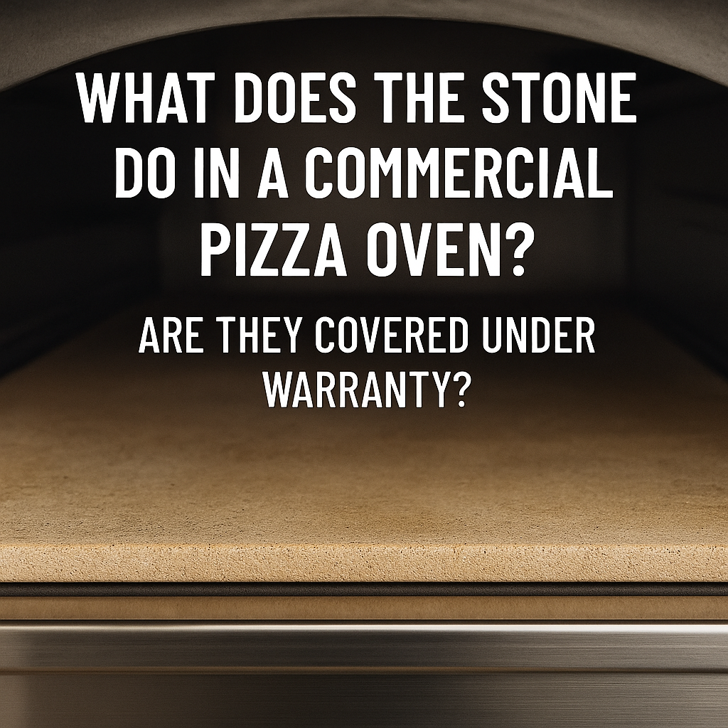 Pizza stone inside a commercial pizza oven absorbing heat for a perfectly crisp pizza base