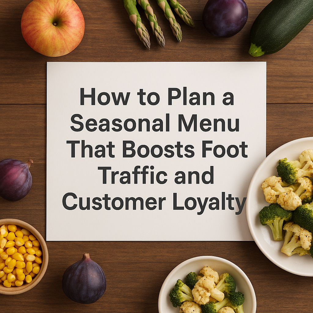 Seasonal menu board with fresh ingredients displayed to attract foot traffic and loyal customers