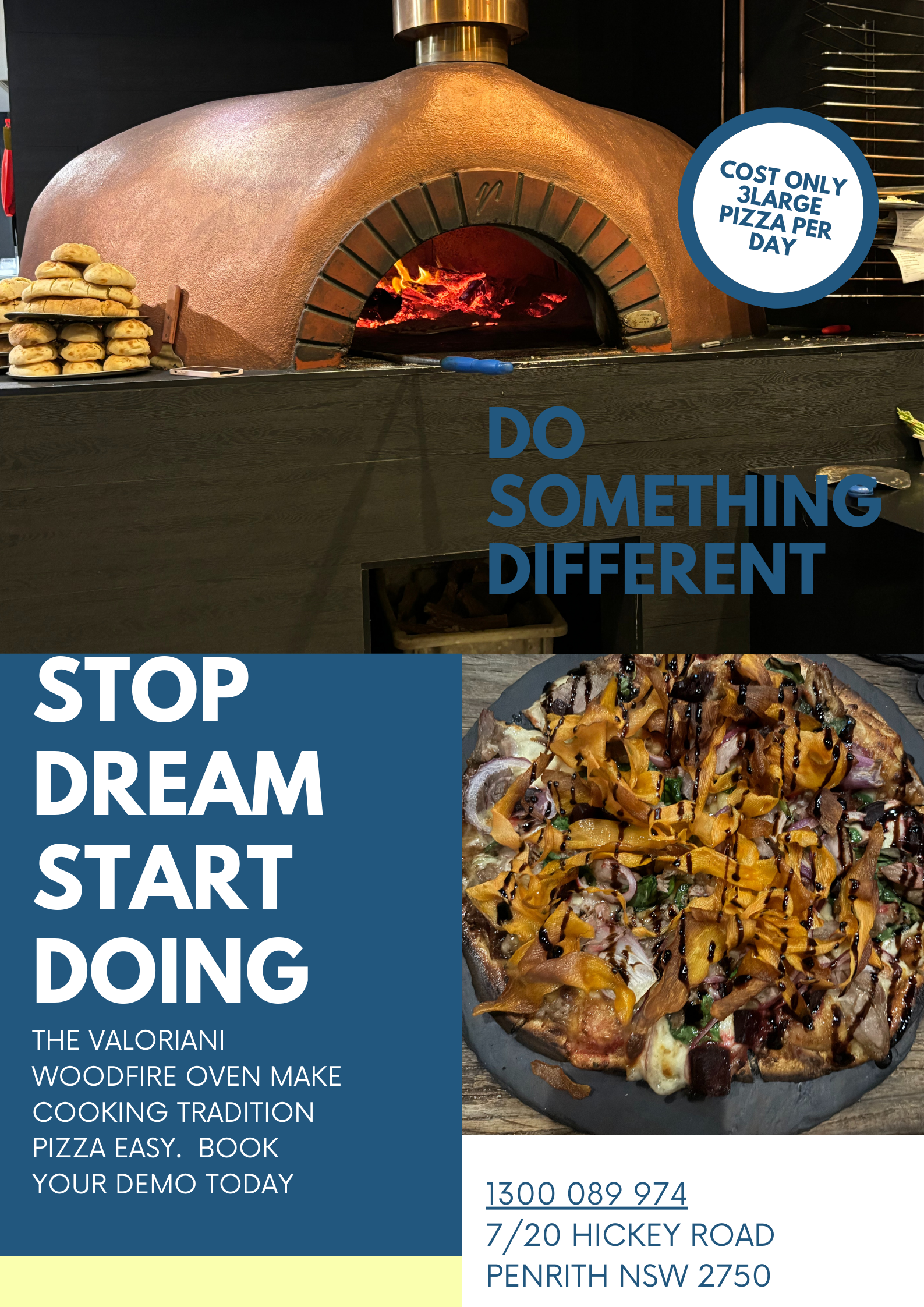 Valoriani rotating wood-fired pizza oven cooking a pizza evenly with automated rotation