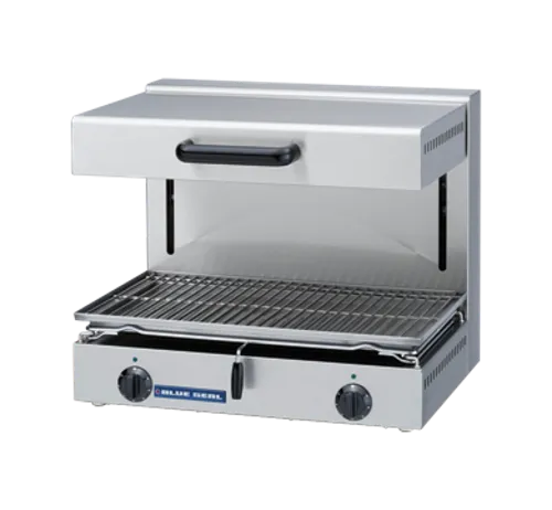 Open mouth conveyor toaster and salamander grill compared for commercial kitchen toasting and grilling