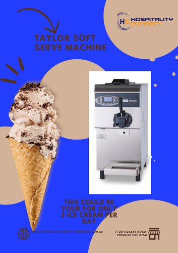 Taylor soft serve machine dispensing a perfectly formed soft serve cone