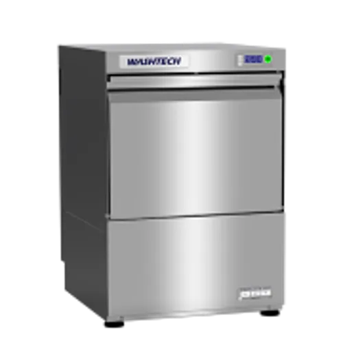 Commercial undercounter dishwasher beside a domestic dishwasher for comparison