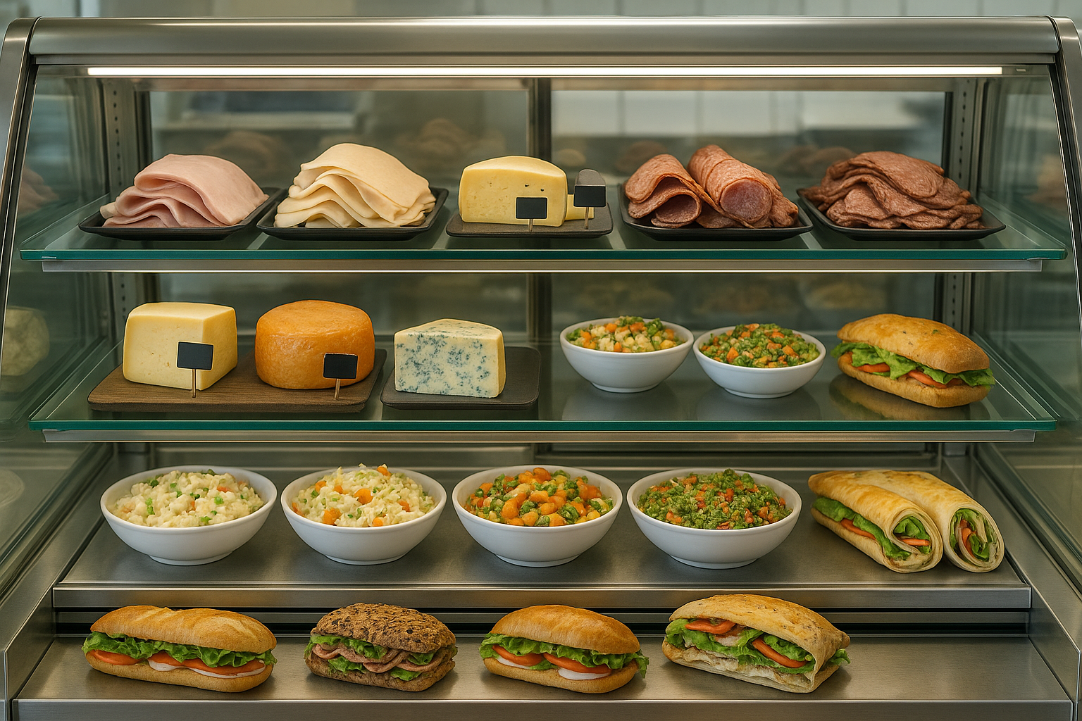 Deli display refrigerator showing the considerations for turning it off overnight