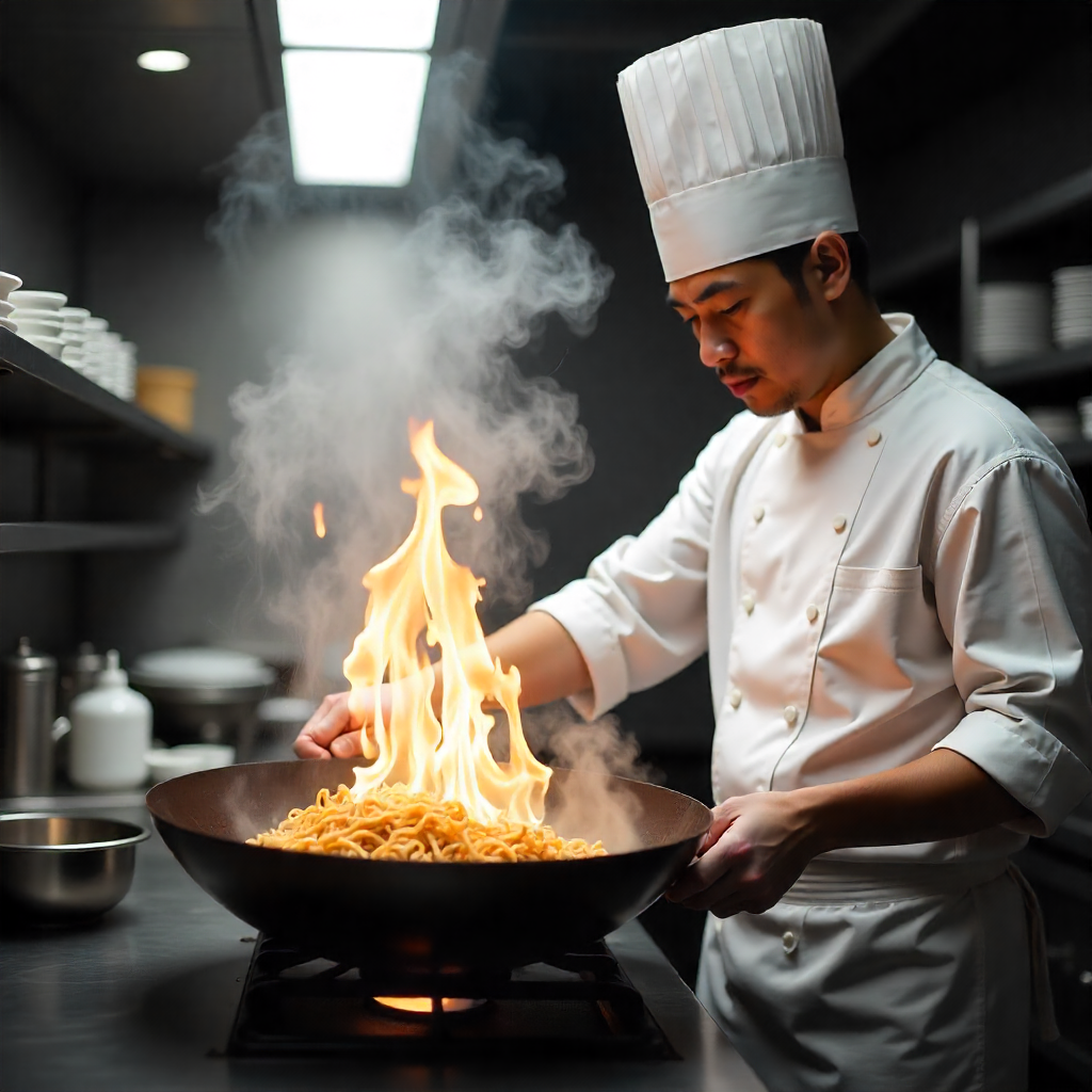 Bowl of freshly cooked pad thai noodles made on a Black Series wok burner