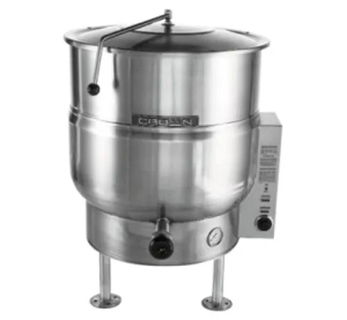 Commercial tilting kettle being used to make large-batch custard for a catering kitchen