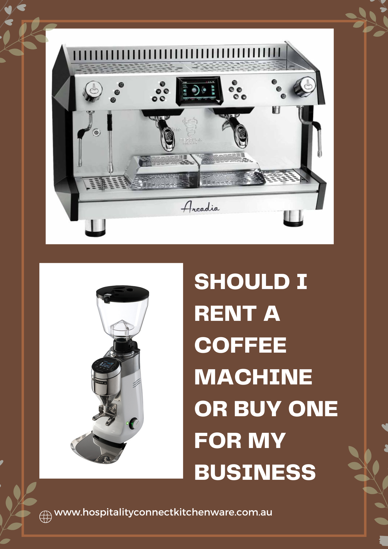Coffee machine rental setup from a coffee roaster showing pros and cons for café owners