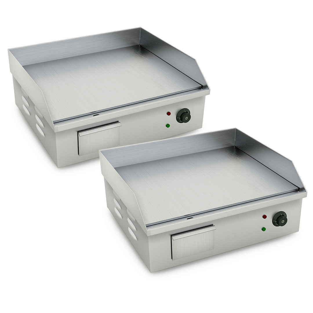 SOGA 2X Electric Stainless Steel Flat Griddle Grill BBQ Hot Plate 2200W - Hospitality Connect