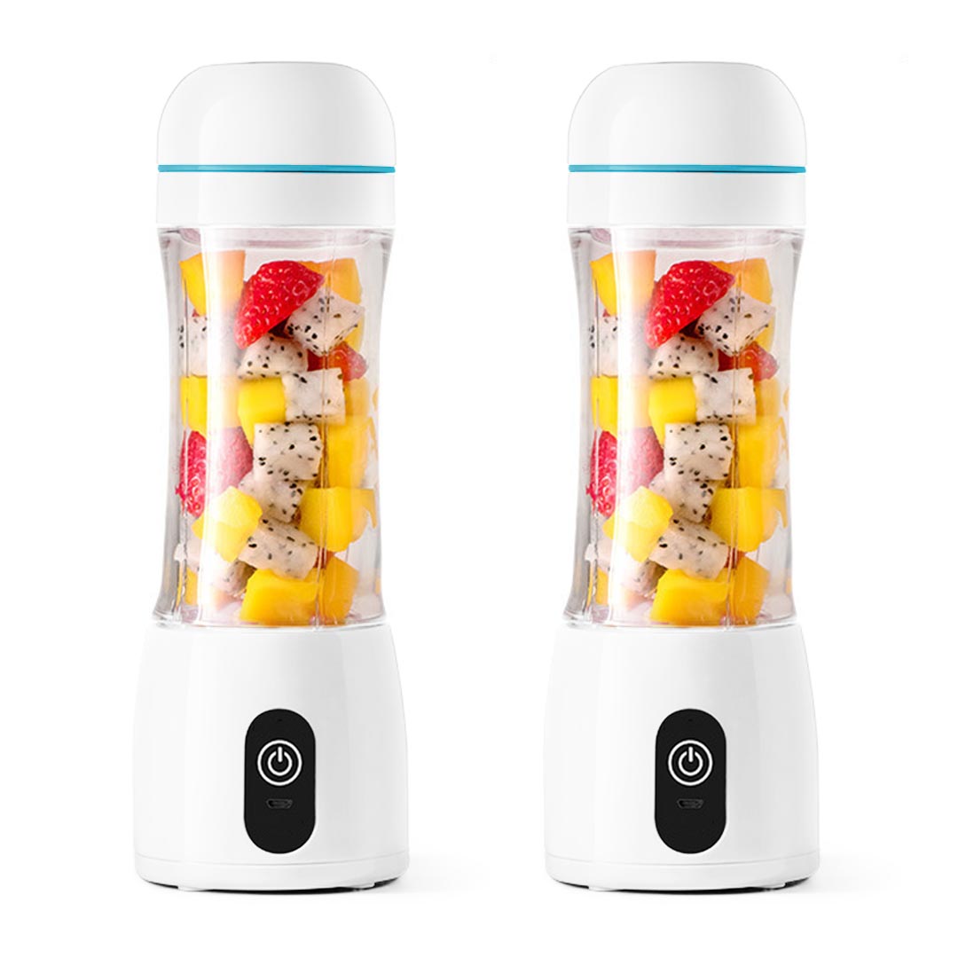 SOGA 2X 380ml Portable Mini USB Rechargeable Handheld Fruit Mixer Juicer White - Hospitality Connect