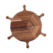 SOGA 6 pcs Brown Round Divisible Wood Pizza Server Food Plate Board Pizza Paddle Cutting Board Home Decor - Hospitality Connect