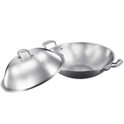 SOGA 3-Ply 38cm Stainless Steel Double Handle Wok Frying Fry Pan Skillet with Lid - Hospitality Connect