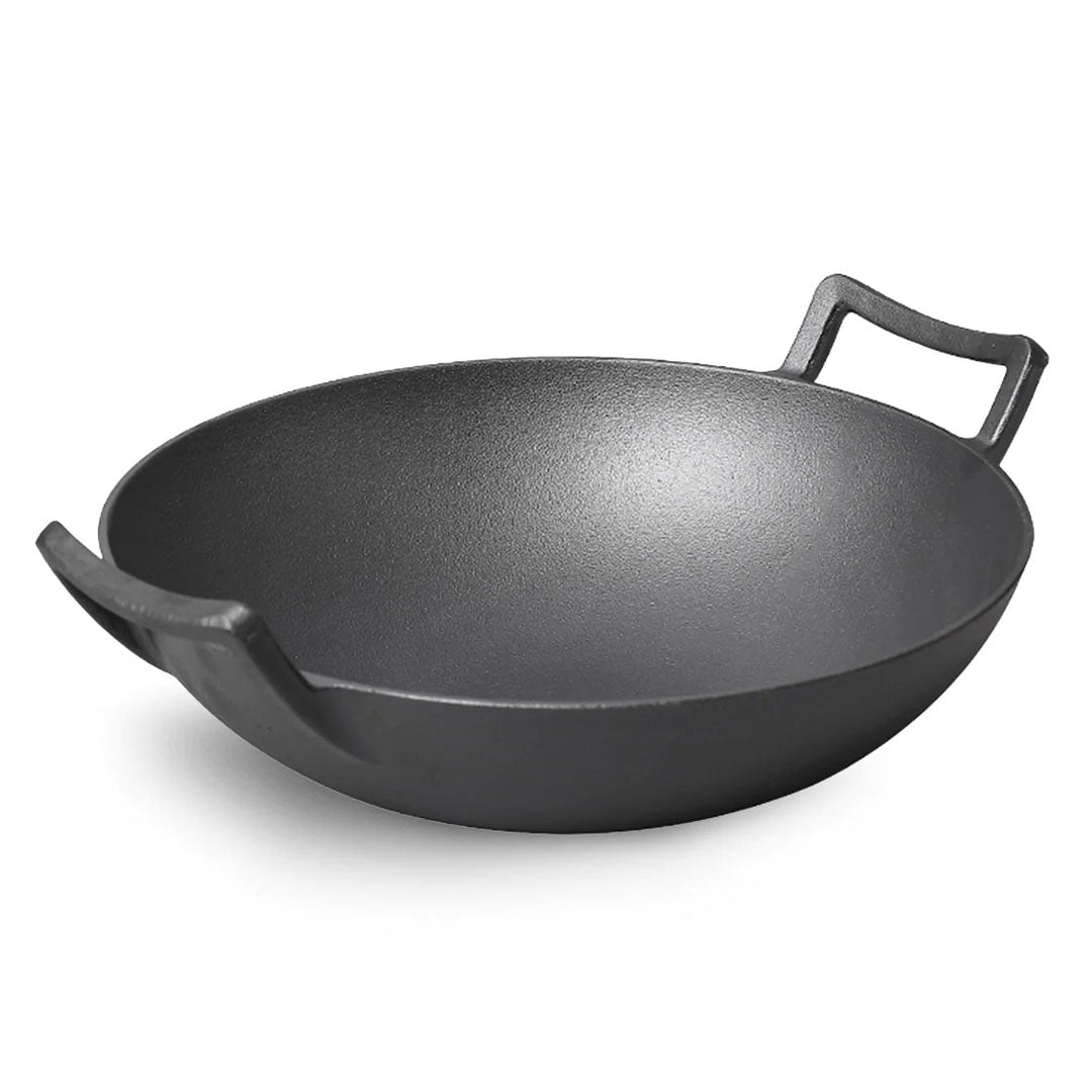 SOGA 32cm Commercial Cast Iron Wok FryPan Fry Pan with Double Handle - Hospitality Connect