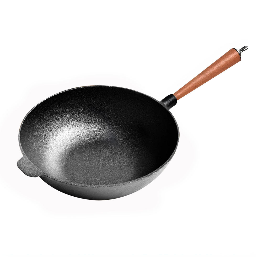 SOGA 31cm Commercial Cast Iron Wok Round Bottom FryPan Home Cooking Skillet - Hospitality Connect