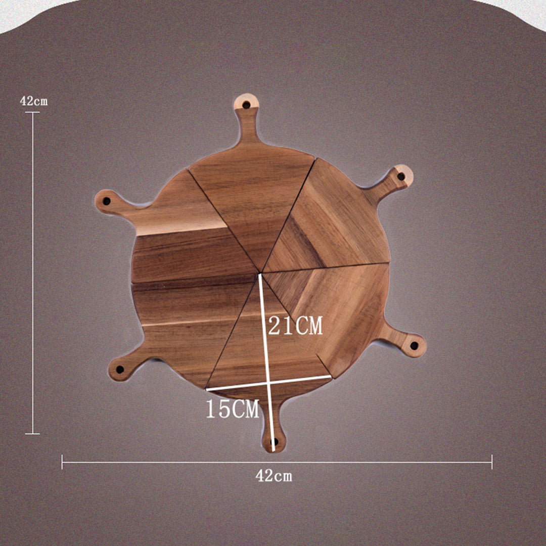 SOGA 6 pcs Brown Round Divisible Wood Pizza Server Food Plate Board Pizza Paddle Cutting Board Home Decor - Hospitality Connect