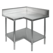 Modular Economic Corner Workbench,100mm Splashback & Undershelf 900x900x900mm 0900-7-WBCB. - Hospitality Connect
