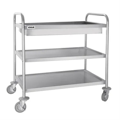 Vogue Stainless Steel 3 Tier Deep Tray Clearing Trolley CC365 - Hospitality Connect