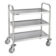 Vogue Stainless Steel 3 Tier Clearing Trolley Small F993 - Hospitality Connect