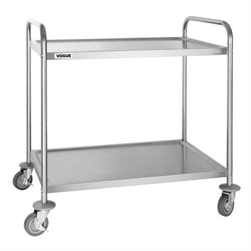 Vogue Stainless Steel 2 Tier Clearing Trolley Large F998 - Hospitality Connect