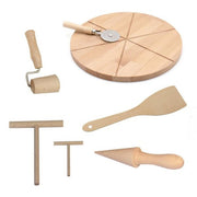 Bisetti Pizza/Crepes Set - Pizza Dough Roller, Pizza Cutting Board with Cutter, Curved Turner, Small and Large Crepes Spreaders, Waffle Cone - Hospitality Connect