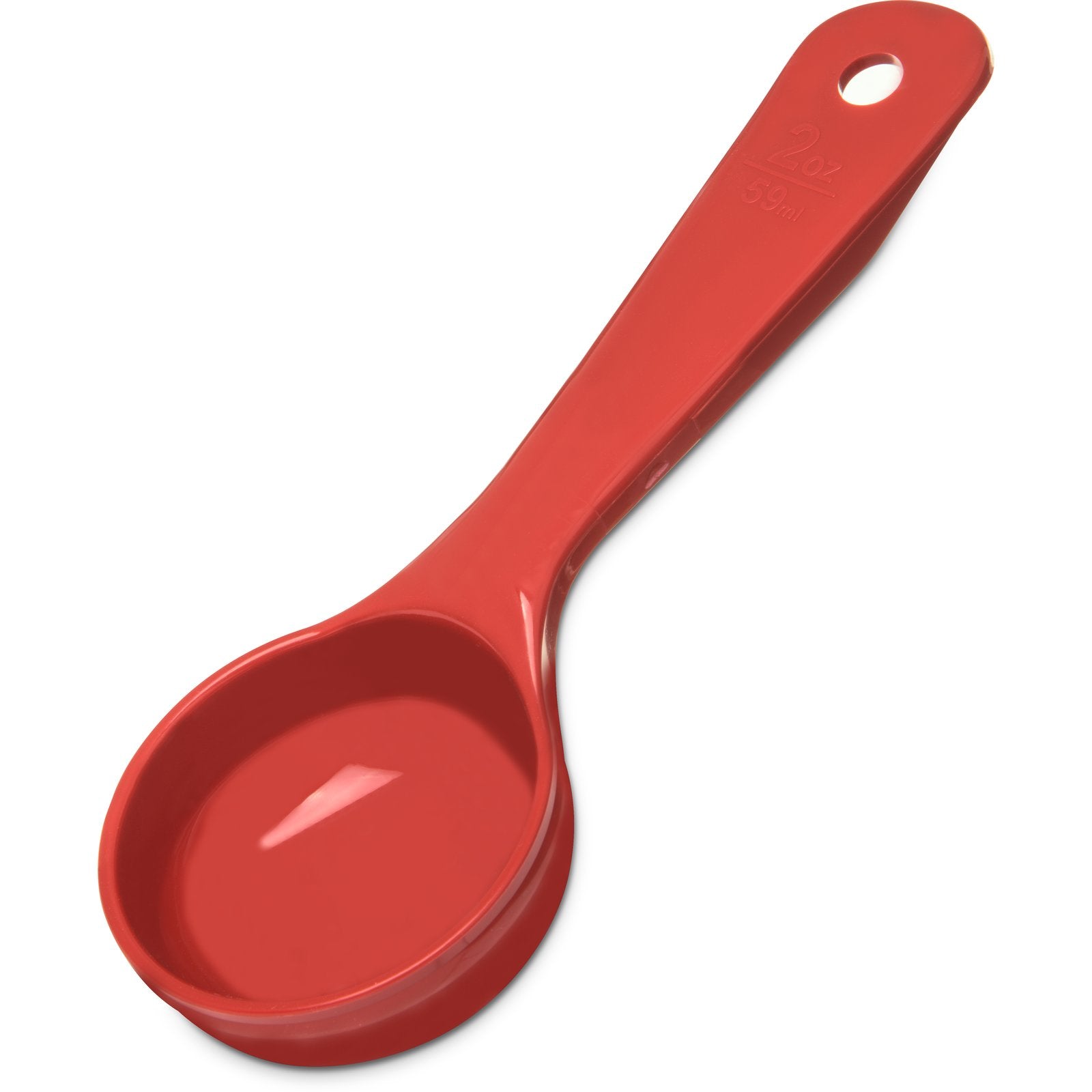 492405 Carlisle Measure Miser Red Measuring solid spoon with short handle 60mL Capacity - Pack of 12 - Pack Price - Hospitality Connect