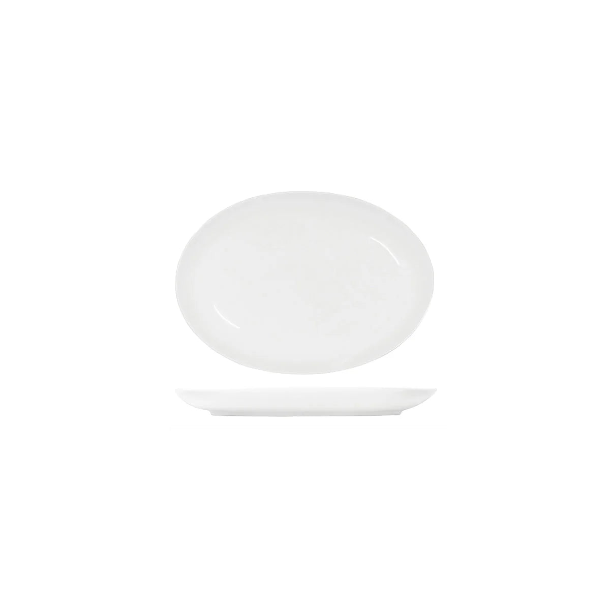 TABLEKRAFT CORE WHITE PLATTER-OVAL COUPE SHAPE -355x260x35mm Box of 3 - Hospitality Connect
