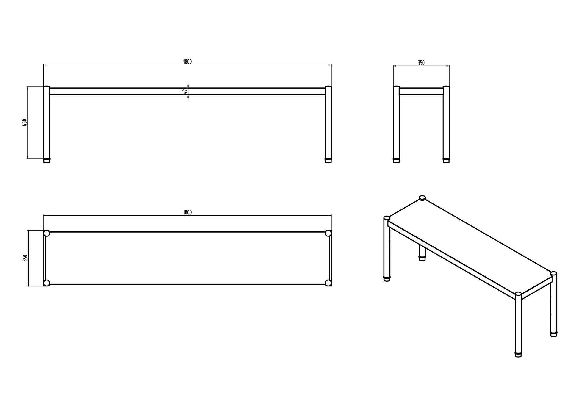 KitchenKnock Single Overshelf - AFO - 1800×350×450mm 631132 - Hospitality Connect