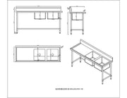 KitchenKnock Double Sink Bench With Splash Back - Double Right Sink - 1800×600×900mm 620338 - Hospitality Connect