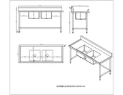 KitchenKnock Double Sink Bench With Splash Back - Double Center Sink - 1800×700×900mm 631569 - Hospitality Connect