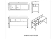 KitchenKnock Inlet Double Sink Bench with Splash Back - RL - 1800×700×900mm 631103 - Hospitality Connect
