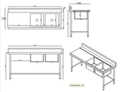 KitchenKnock Inlet Double Sink Bench with Splash Back - LR - 1800x750x900mm 632555 - Hospitality Connect