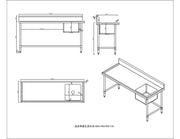 KitchenKnock Single Sink Bench - Right Sink - 700 Series - 1800×700×900mm 419949 - Hospitality Connect