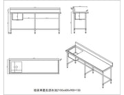 KitchenKnock Single Sink Bench - left Sink - 600 Series - 2100×600×900mm 631600 - Hospitality Connect