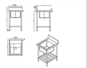 KitchenKnock Single Sink Bench - Center Sink - 700 Series - 900×700×900mm 419946 - Hospitality Connect