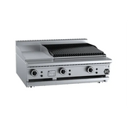 B&S Black Combination 300mm Grill Plate & 600mm Char Broiler Bench Mounted BT-GRP3-CBR6BM. - Hospitality Connect