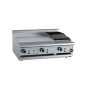 B&S Black Combination 600mm Grill Plate & 300mm Char Broiler Bench Mounted BT-GRP6-CBR3BM. - Hospitality Connect