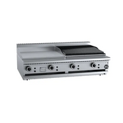 B&S Black Combination 600mm Grill Plate & 600 mm Char Broiler Bench Mounted BT-GRP6-CBR6BM. - Hospitality Connect