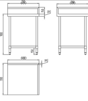 KitchenKnock Corner Workbench - 900×900×600×900mm 632239 - Hospitality Connect