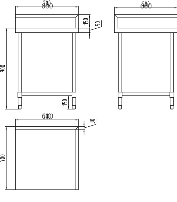 KitchenKnock Corner Workbench - 900×900×600×900mm 632239 - Hospitality Connect