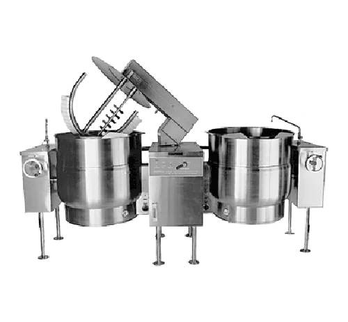 Crown 2 x 379 Litre Twin Electric Mixer Kettle - On Legs ELT1002. - Hospitality Connect