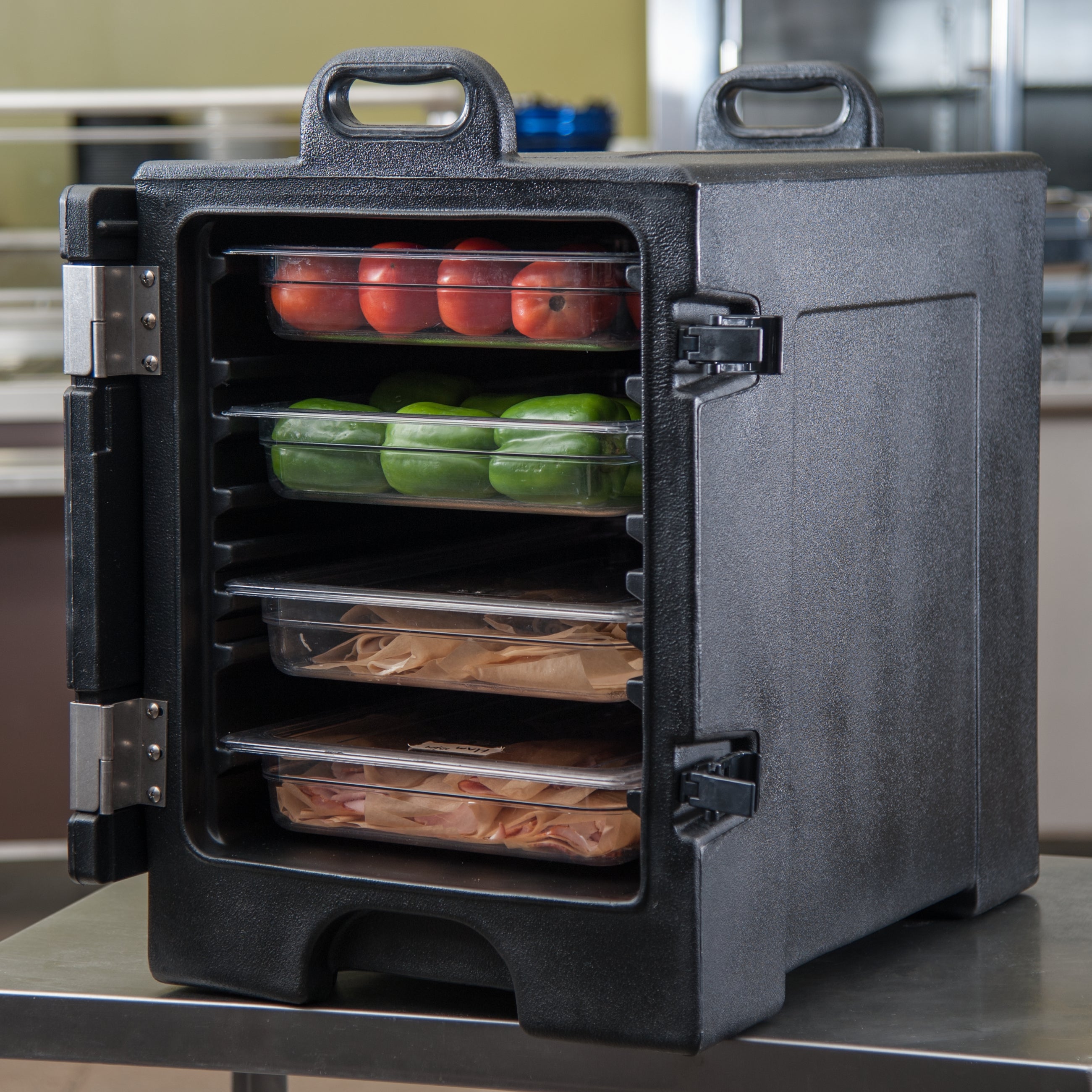 PC300N03 Carlisle Cateraide™ Black Insulated Front Loading Food Pan Carrier 616mm x 432mm x 641mm - Hospitality Connect