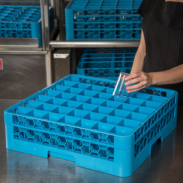 RG49-114 Carlisle OptiClean™ Blue 49 Compartment Divided Rack with One 49 Compartment divider Extender 500mm x 500mm x 140mm - Pack of 4 - Pack Price - Hospitality Connect