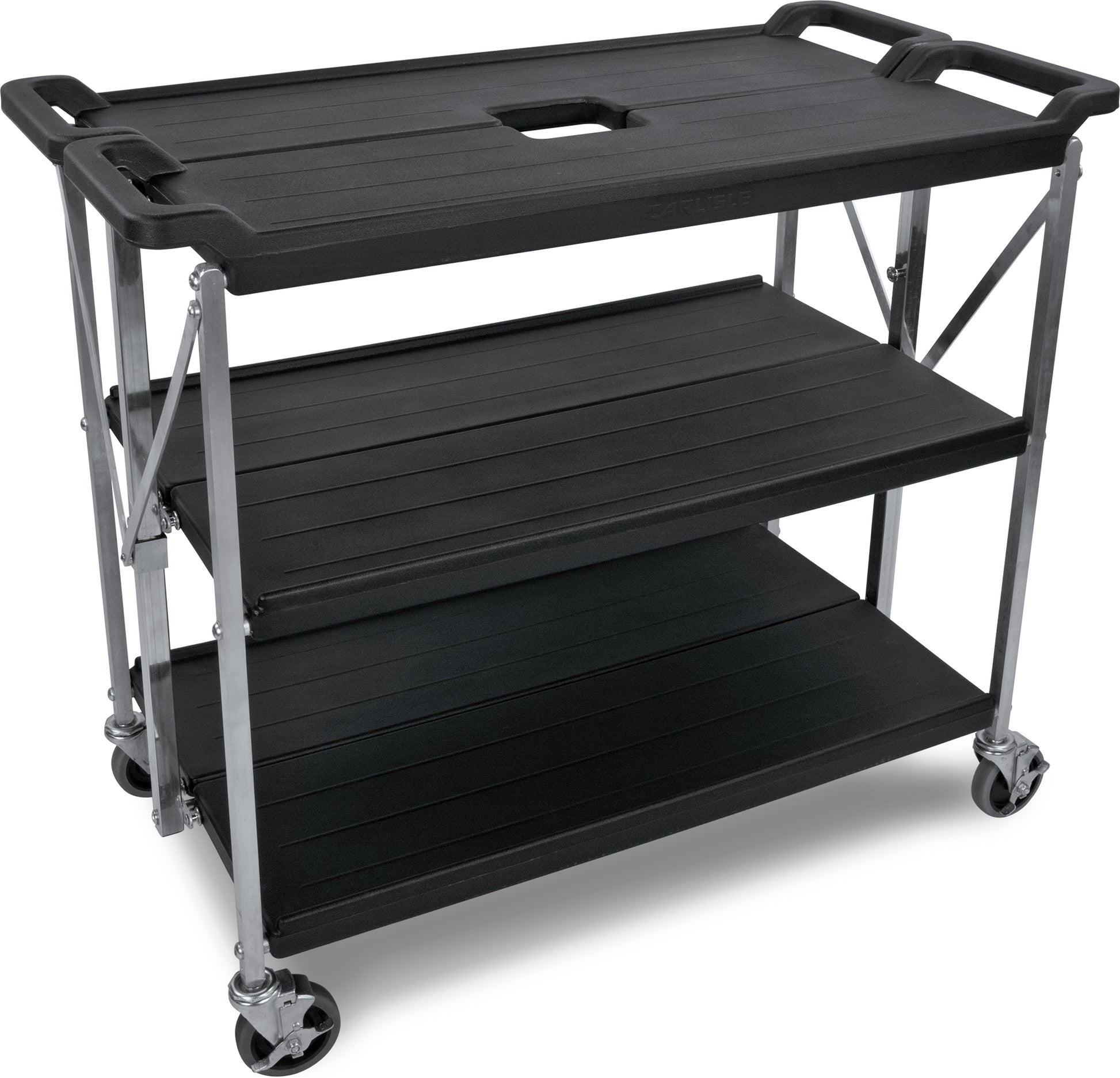 SBC203103 Carlisle Black Large Fold ‘N Go® Cart. Unfolded: 520mm x 1016mm x 1099mm Folded: 267mm x 1016mm - Hospitality Connect