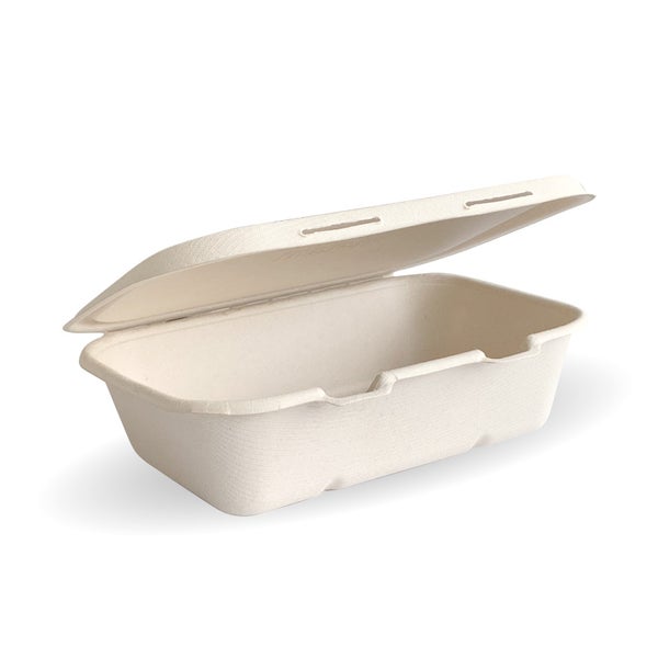 BIOPAK 20x15x5cm / 7.5x5x1.9in Natural Plant Fibre Clamshell 300 Units - Hospitality Connect