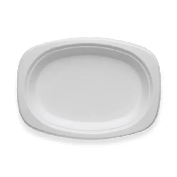 BioPack 23x16cm/ 9.2x6.5" Rectangular Oval Plant Fibre Plate 500 units - Hospitality Connect