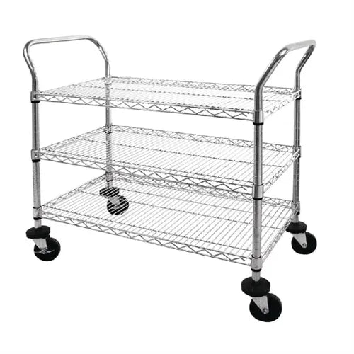 Vogue Chrome 3 Tier Wire Trolley CC432 - Hospitality Connect