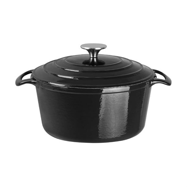 Vogue Round Casserole Black - 205mm 3 1/5Ltr 108fl oz - Hospitality Connect