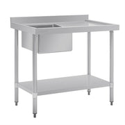 Vogue Single Bowl Sink L/H Drainer - 1000mm (90mm Drain) - Hospitality Connect